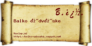 Balko Üdvöske névjegykártya